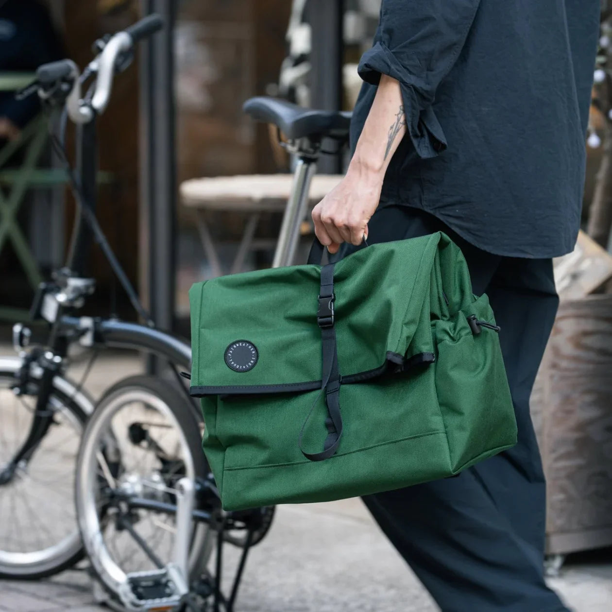 FAIRWEATHER ｜BROMPTON用フロントバッグ｜グリーン｜本体のみ FAIRWEATHER brompton bag (waxed canvas) (フレームあり) フェア